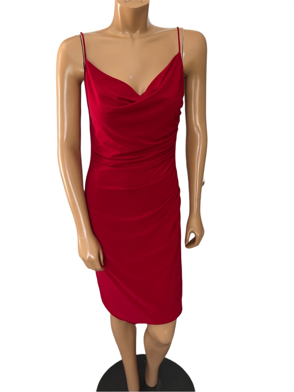 Laundry By Shelli Segal Red Cowl-Neck Midi Slip Dress